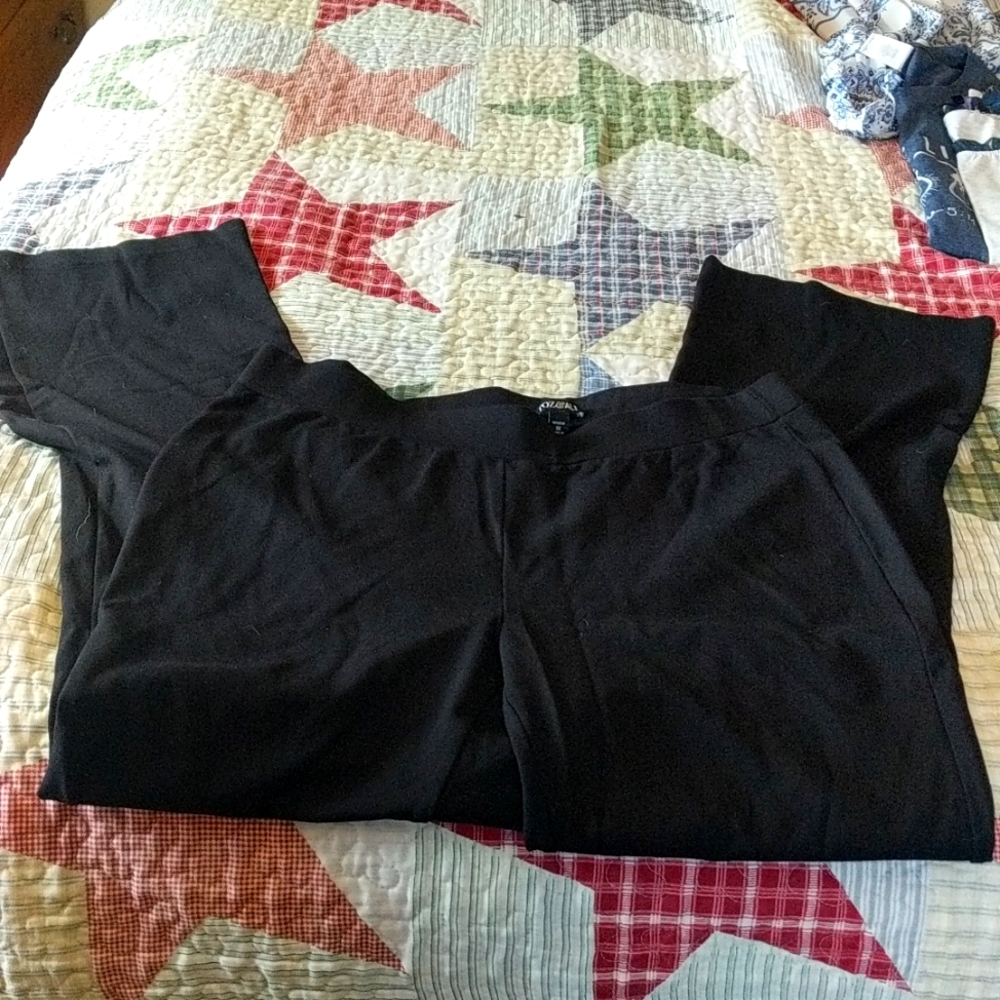 Roz& Ali knit wide leg black dress pants 1X